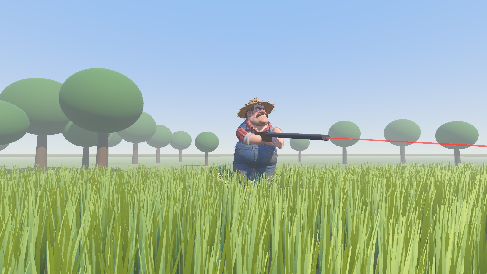 The farmer aiming his shotgun